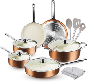 סט 6 יחידות סירים ומחבתות Nonstick ציפוי קרמי, סט מחבתות אינדוקציה